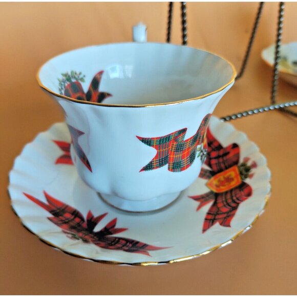 Royal Albert Footed Montrose Shape Teacup And Saucer Tartan Series - Picture 6 of 13